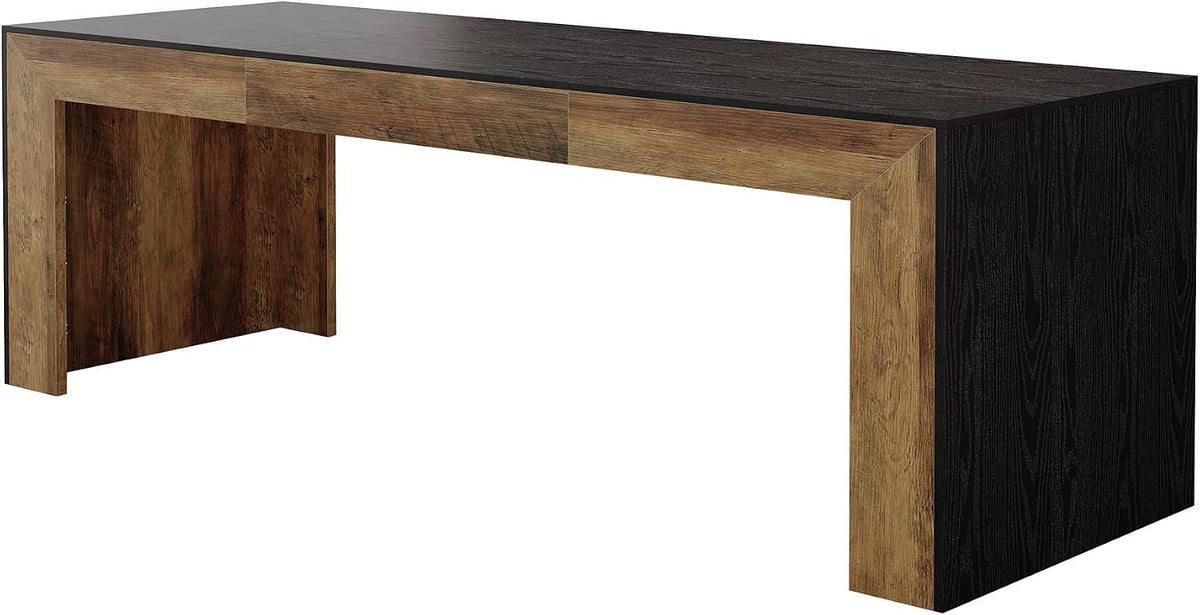 Tribesigns Extra Long Dining Table for 6-8 People, 78.7-Inch Rectangular Kitchen Table with Wooden Tabletop and Legs for Kitchen, Dining Room, Living Room, Heavy Duty, Black+Brown | Wooden Kitchen Table for Dining Room, Living Room, Heavy Duty, Large