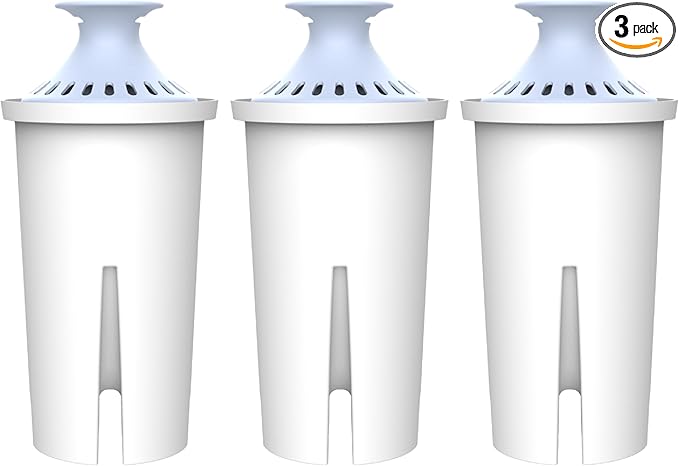 AQUA CREST Alkaline Water Filter, Intended for Brita® Pitchers and Dispensers, Everyday, UltraMax, Metro+, XL and More, NSF Certified, 2 Months, 3 Count, Mineralized Alkaline Water, Increases Water PH