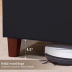 Jocisland Queen Bed Frame 61.4" Tall Headboard Velvet upholstered,Black