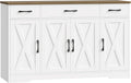 HOSTACK Kitchen Buffet Sideboard Storage Cabinet, Coffee Bar Cabinet, White