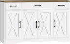 HOSTACK Kitchen Buffet Sideboard Storage Cabinet, Coffee Bar Cabinet, White