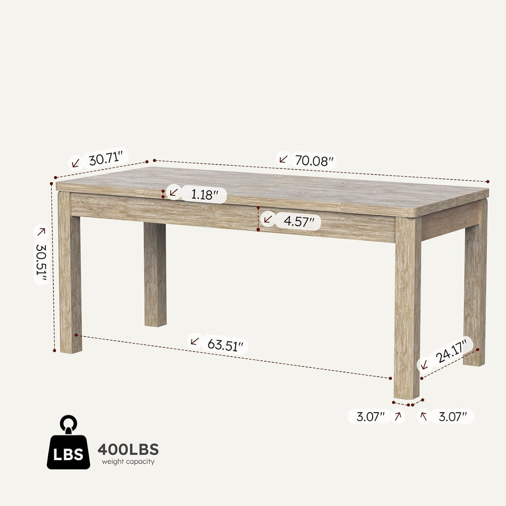 Farmhouse Dining Table for 6, Rectangle Dining Table, Kitchen Table Oak | Large Modern Wood Table for Home Office & Family Gathering - Sturdy Design