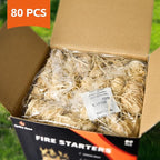 80pcs Natural Fire Starters - All Weather Waterproof Firelighters for Campfire, Grill, BBQ, Fire Pit, Fireplace, Wood Stove, Pizza Oven | Charcoal Starter, Odorless & Eco-Friendly