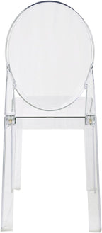 2xhome Ghost Dining Chair with Oval Back | Transparent Acrylic Accent Side Chair for Kitchen, Living Room, Vanity, or Event Seating | Non Stackable (Set of 2, Clear)