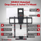 MantelMount MM815 Motorized Remote Control Pull Down TV Mount with Automated Swivel | Above Fireplace Mount for TVs 45"-90" Up to 115 lbs | RF Remote Control & Favorite Memory Positions