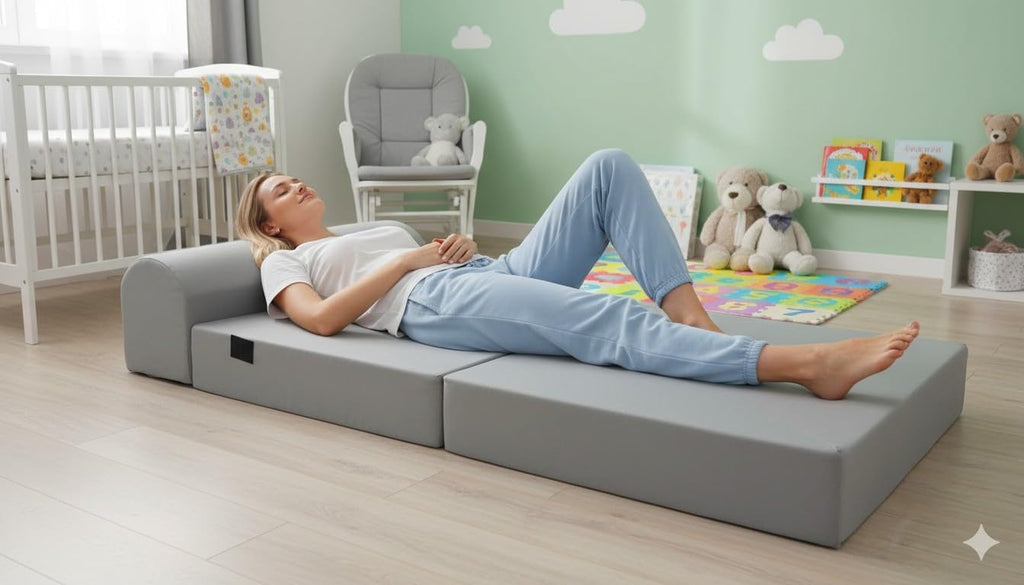 D&D Futon Furniture Sleeper Chair Folding Bed, Studio Sofa Guest Folded Mattress, High Density Foam (70 x 32 x 6, Gray)