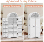 65" H Pantry Cabinet, Kitchen Pantry Storage Cabinet with Doors and Shelves, Freestanding Buffet Cupboards Sideboard for Kitche, Living Room and Dinning Room, White