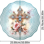 Cross Flower Wind Spinner, Metal Wind Spinners Outdoor/Indoor, God Cross Hanging Garden Decor for Outside, Stainless Wind Spinners for Yard and Garden 10 inch 3D (25.76X25 CM)