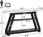 Console Table, 55-Inch Entryway Table with LED Light 3-Tier Narrow Wood Console Tables Behind Couch Sofa Tables for Living Room, Entryway, Hallway (Black+White)