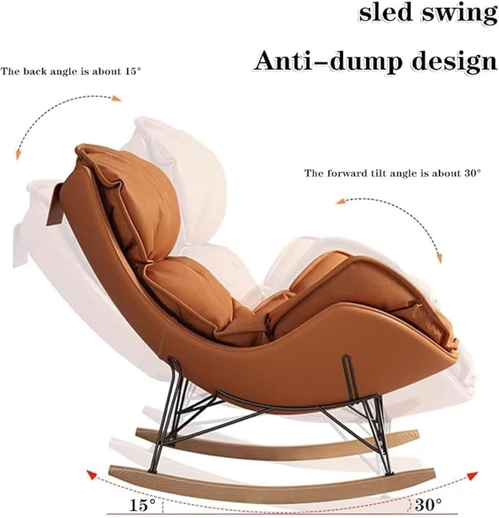 Rocking Chair with Footrest Modern Rocking Chair Comfy Recliner Chair Furniture Leisure Chair Lazy Home Single Sofa Adult Balcony Lounge Rocking Chair,Grey,Standard Style