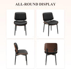 MALOL Leather Dining Chairs Set of 2, Modern Upholstered Dining Room Kitchen Chairs with Metal Legs and Wooden Back Support for Home Dining Room/Restaurant, Black