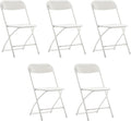 BTEXPERT Set of 5 Pack, White Plastic Folding Chair Steel Frame Commercial High Capacity Event Chair Lightweight Set for Office Wedding Party Picnic Kitchen Dining Church School