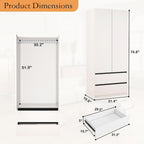 Armoire Wardrobe Closet with Drawers：75" Large White Wardrobe Closet Cabinet with 6 Doors for Hanging Clothes, Modern Wooden Bedroom Armoires with 5 Drawers and Storage (A+B+C, 94.5")