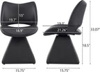 Henf Modern Upholstered Swivel Dining Chairs,Faux Leather Vanity Chair with Wave Shaped High Back, 360 Degree Rotating Mid Century Armless Side Chairs with Metal Base for Dining Room,Desk,Black