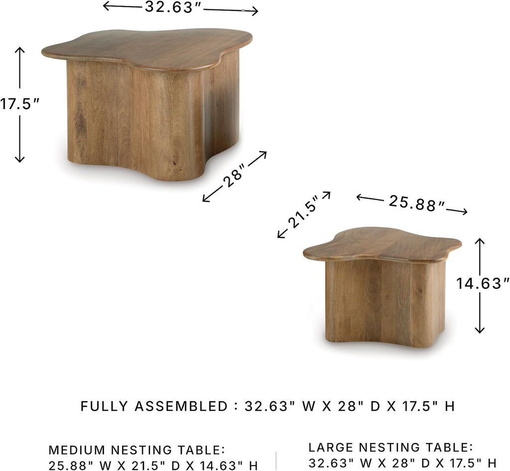 Signature Design by Ashley Solid Mango Wood Nesting Coffee Table Set of 2 | Solid mango wood, Organic modern pedestal tables, Living room use, Abeford Series