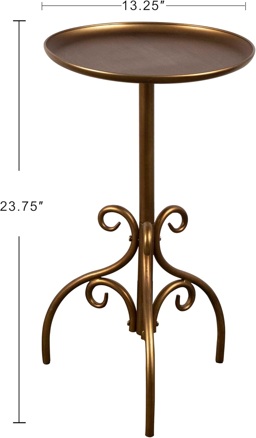 Round Side Table, Small Metal Drink Table for Small Spaces, Modern Martini Table for Living Room, Bedroom, Corners, and Office (Antique Brass)