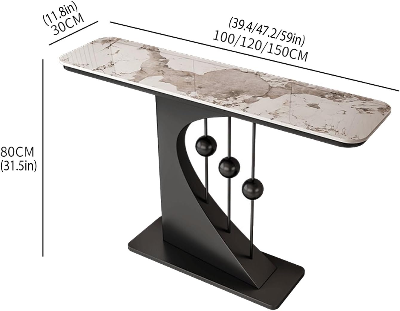 Faux Marble Console Table,Narrow Long Entryway Table,with Geometric Metal Frame,with Marble Tabletop,for Corridor/Entrance/Living Room/Bedroom,for Small Spaces(F,120cm/47.2in)