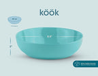 KooK Pasta Bowl, Salad Bowls, Soup, Serving Bowls, Ceramic, Large Capacity, Microwave & Dishwasher Safe, Set of 4, 40 Oz,(Light Turquoise)