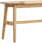 47.24" Natural Oak Wood Dining Bench with Woven Cane Seat Solid Wood Entryway Bench for Dining Room Bedroom Living Room, Natural