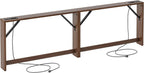 TIQLAB 5.9 Inch Narrow Console Table with Power Outlet,Sofa Table, Total Length 94'' Sofa Table Behind Couch, for Entryway&Living Room, Black Walnut