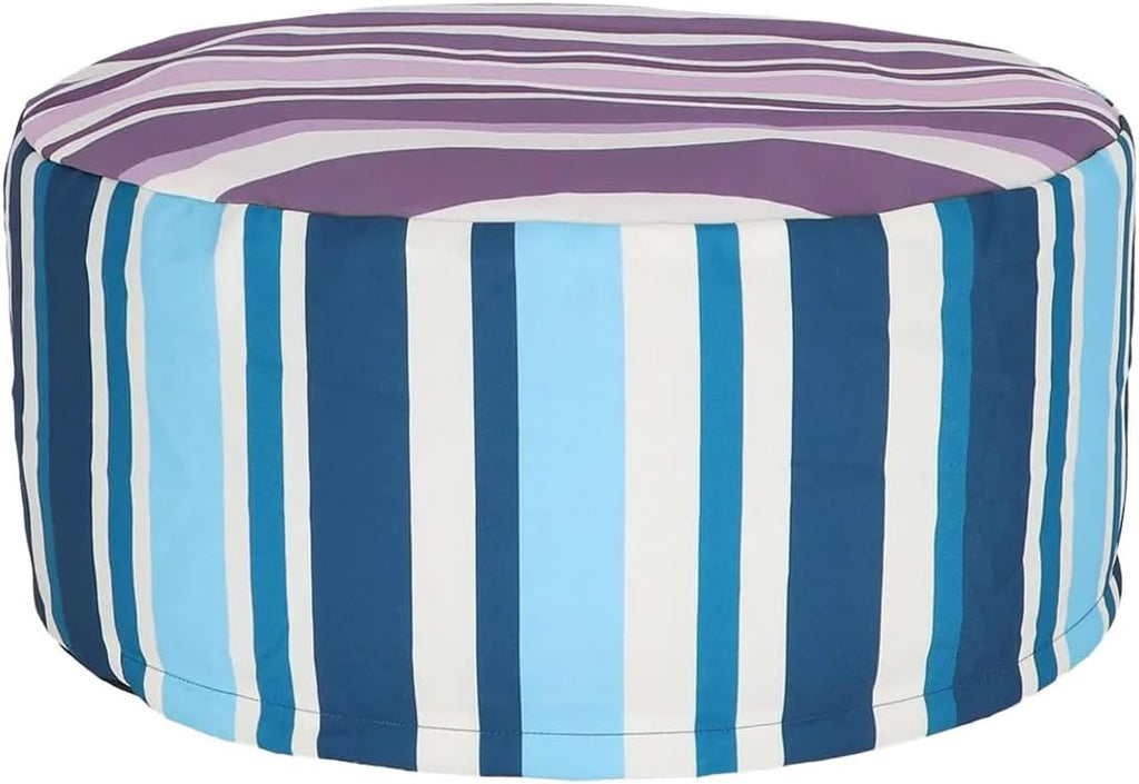 Esschert Design Striped Outdoor Pouffe, Blue Purple