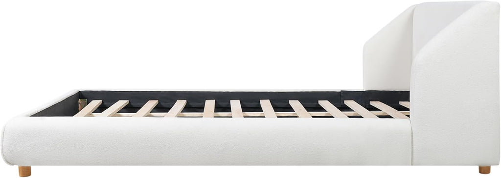 Merax Queen Size Upholstered Platform Bed Frame with Extra-Wide Wingback Headboard,Wood Legs,Sturdy Wooden Slats Low Profile for Bedroom
