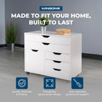 Winsome Halifax Mobile Storage Cabinet with 1 Door & 5 Drawers, White | Stylish & Functional Home Storage Cabinet for Filing, Kitchen Organization, Moveable Furniture for Office, Dorms, Apartments