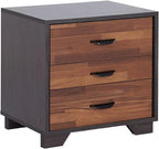Two-Tone Finish Nightstand with 3 Drawers, Walnut and Espresso,for Small Spaces