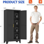 GAIOUS 61''Tall Metal Garage Storage Cabinet,File Cabinet with Door and Adjustable Shelves, Outdoor Steel Tool Cabinet for Home,Office,Warehouse,Garage,Black