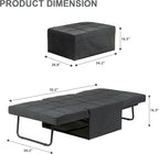 Ainfox Convertible Sofa Bed, 4 in 1 Multi-Function Folding Ottoman Bed with Adjustable Backrest, Modern Futon Couch No Assembly for Living Room Apartment Office Small Space (Black)