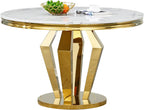 HomVent Round Faux Marble Dining Table, Circle Faux Marble Kitchen Table with Stainless Steel Base, Round Dining Room Table for Kitchen