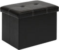 B FSOBEIIALEO Folding Storage Ottoman, 16.5" Faux Leather Ottomans, Black | Small Ottoman Foot Rest with Padded Seat, Rectangle Coffee Table Chest Bench, for Dorm Living Room