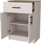 Kitchen Pantry with 2 Doors and 1 Drawer, Melamine and Particleboard | Measures 23.6 inches width, 33.5 inches hight, and 15.9 inches depth