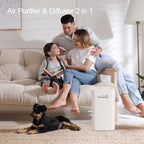 Small Air Purifier and Diffuser 2 in 1 for Office Bedroom Home, Desktop Air Purifier with HEPA Filter for Odor, Dust, Pets, Super Quiet Powered by USB No Adapter (2 in 1 White)