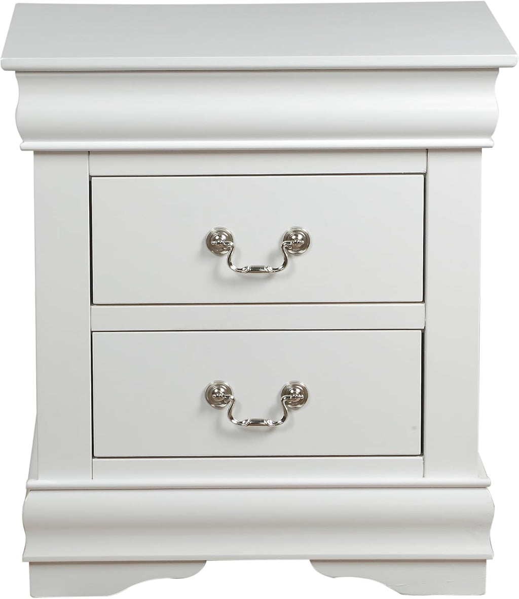 Knocbel Traditional Nightstand End Tables Side Table with 2 Drawers and Metal Handles for Bedroom Living Room Entryway, Fully Assembled, 21" W x 15" D x 24" H White