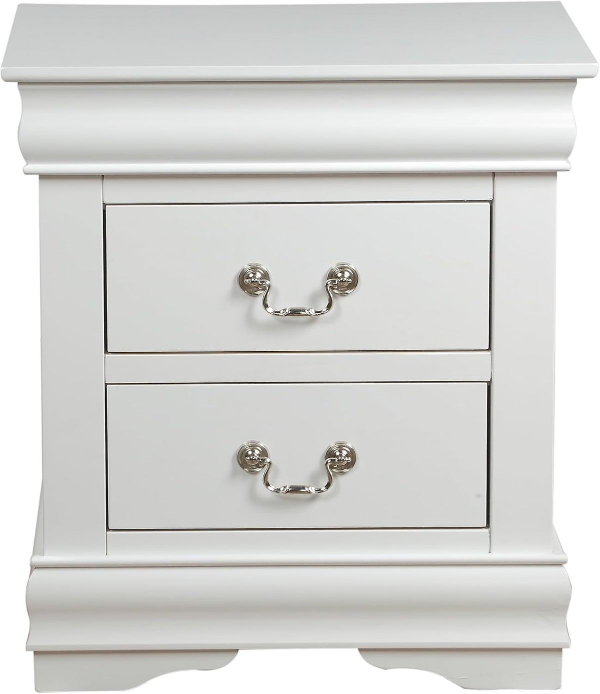 Knocbel Traditional Nightstand End Tables Side Table with 2 Drawers and Metal Handles for Bedroom Living Room Entryway, Fully Assembled, 21" W x 15" D x 24" H White