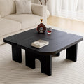 53.15" Antique Black Wood Nesting Coffee Table Set | 70.86 Inch Extended Length; Smooth Easy-Clean Surface; Space-Saving Modern Center Table for Living Room and Small Apartments