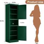 Tokawa 67" Tall Pantry Cabinet, Kitchen Metal Storage Cabinet with Breathable Mesh Doors, 4 Adjustable Shelves, Reversible Doors, Cord Hole, Reversible Door, Green