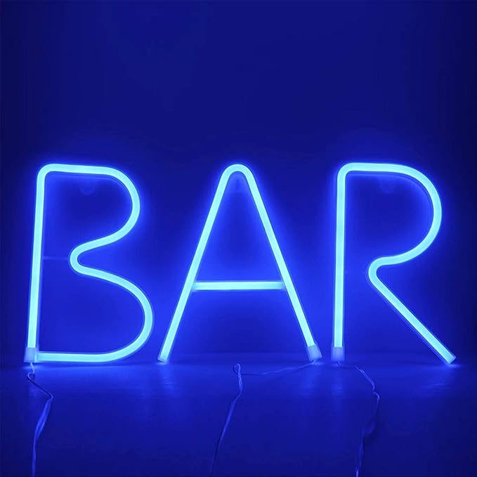 LED Blue Neon Letter Signs Night Light Battery or USB Operated LED Marquee Letters Neon Art Decorative Lights Wall Decor for Children Baby Room Christmas Wedding Party Decoration(Y)