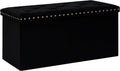 B FSOBEIIALEO Storage Ottoman Bench, 30" Velvet Ottoman with Storage, Black | Storage Chest, Luxury Tufted Foldable Long Storage Bench for Bedroom , Living Room, Entryway, End of bed