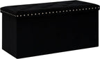 B FSOBEIIALEO Storage Ottoman Bench, 30" Velvet Ottoman with Storage, Black | Storage Chest, Luxury Tufted Foldable Long Storage Bench for Bedroom , Living Room, Entryway, End of bed