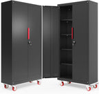 Metal Storage Cabinet with Wheels,71"Garage Cabinets with Lock Door | Heavy-Duty Garage Tool Cabinet with 4 Adjustable Shelves,Garage Cabinet and Storage System for Garage,Home,Shop,Office