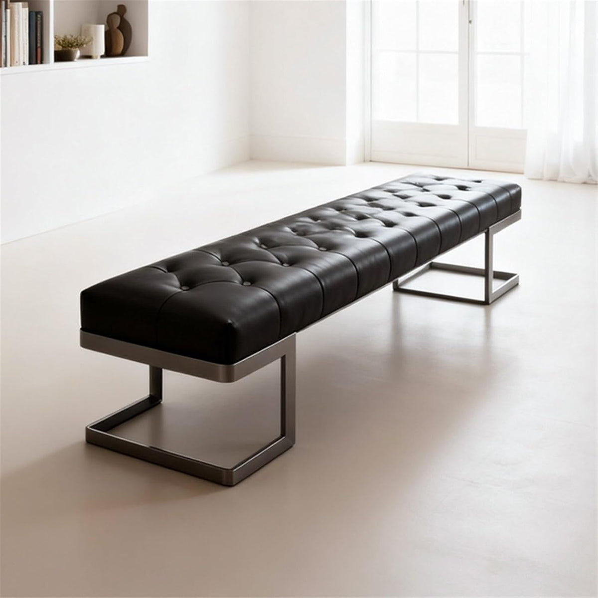 Modern Leather Bed end Stool Bedroom Dressing Room Living Shoe Changing Entryway(Large)