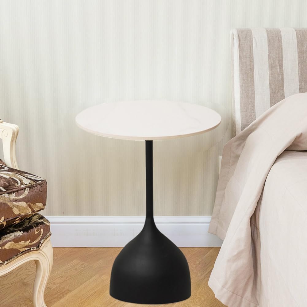 Side Table with Marble Top Metal End Table Modern Sofa Side End Table Outdoor Coffee Round Side Desk for Couch Living Room Bedroom New