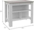 Kitchen Island with Three Shelves and Four Legs - Light Gray/White | Three shelves and four legs design for stable kitchen use