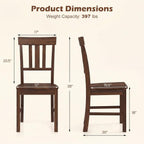 COSTWAY Wood Dining Chairs Set of 4, Solid Rubber Wood Kitchen Side Chair w/Wide Contoured Seat & High Back, Armless Farmhouse Accent Chairs for Kitchen, Living Room, Small Dining Nooks (Dark Brown)