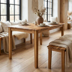 Furnifact Dining Room Table, Natural Finish Rectangular Wood Dinner Table, Simple Style with 4 Legs, Small Kitchen Dinette