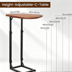 Adjustable Side Table, C Shaped End Table for Couch, Bedside Table TV Tray Small Coffee Table, Narrow Side Tables for Living Room, Bedroom, Bathroom, Small Table for Sofa, Bed, Couch