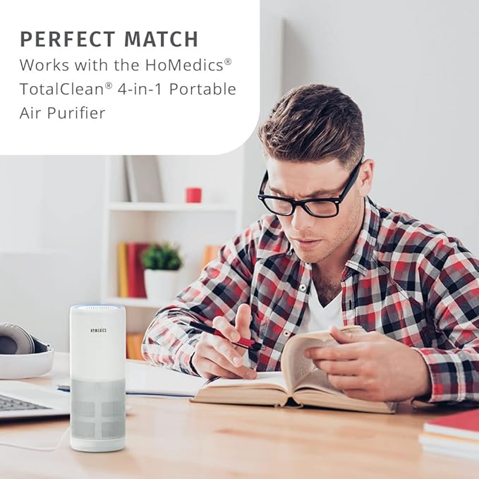 Homedics TotalClean 3-in-1 HEPA-Type Air Purifier Filter Replacement, Works with Homedics AP-P60-BK and AP-P60-WT Portable Air Purifiers, Captures Microscopic Airborne Particles, 3-Pack