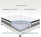 Queen Mattress, 10 Inch Hybrid Mattresses with Gel Memory Foam & Individual Pocket Springs, Queen Size Bed Mattress in a Box, Pressure Relief & Motion Isolation, Medium Firm Mattresses